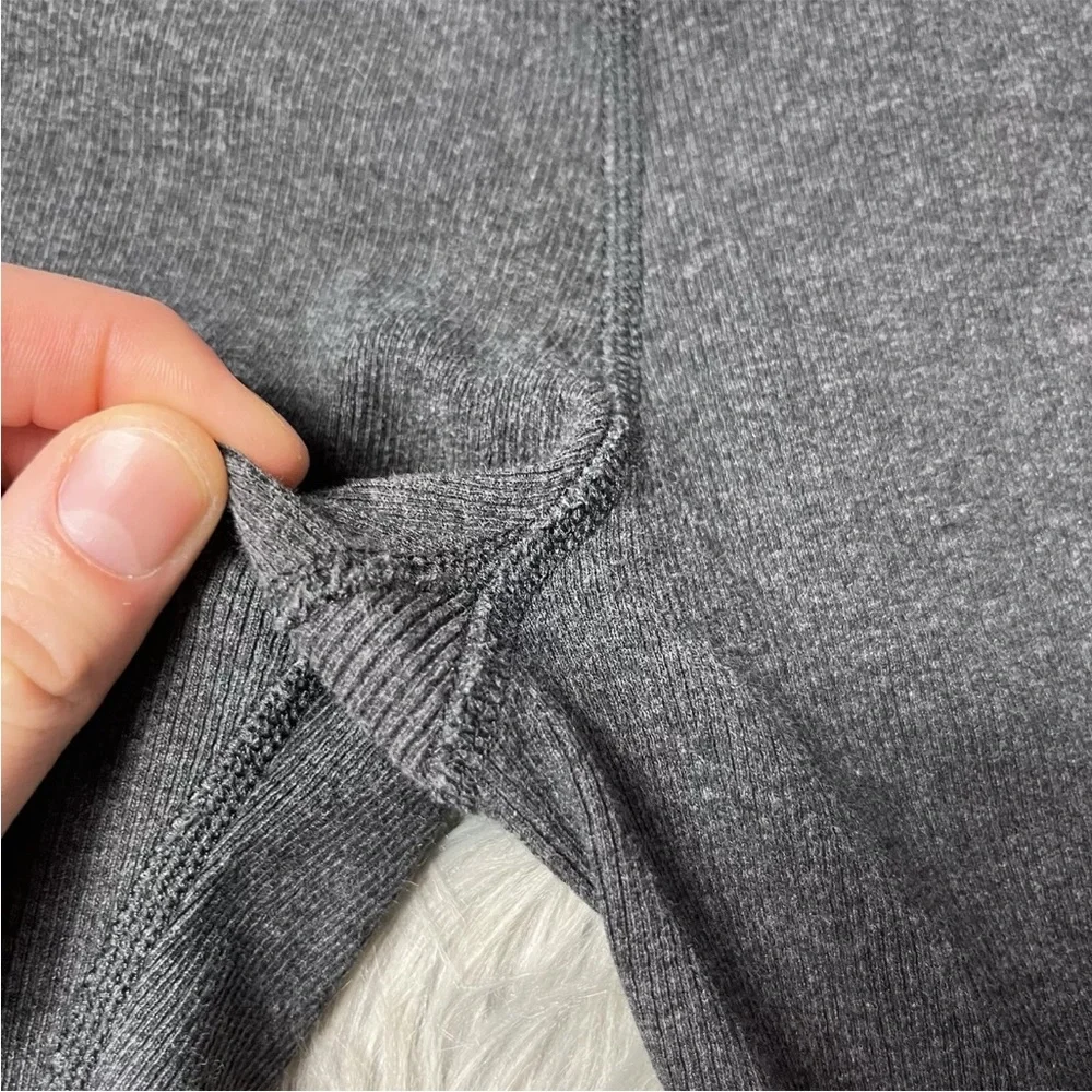 Lululemon Ribbed Gray Ruched Leggings Size 6